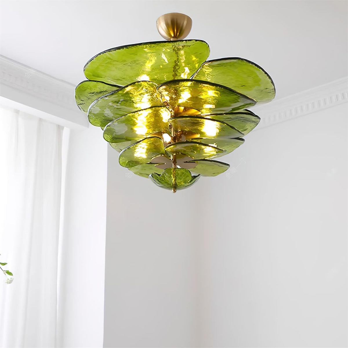 Lotus Leaf Layered Glass Chandelier — view 19