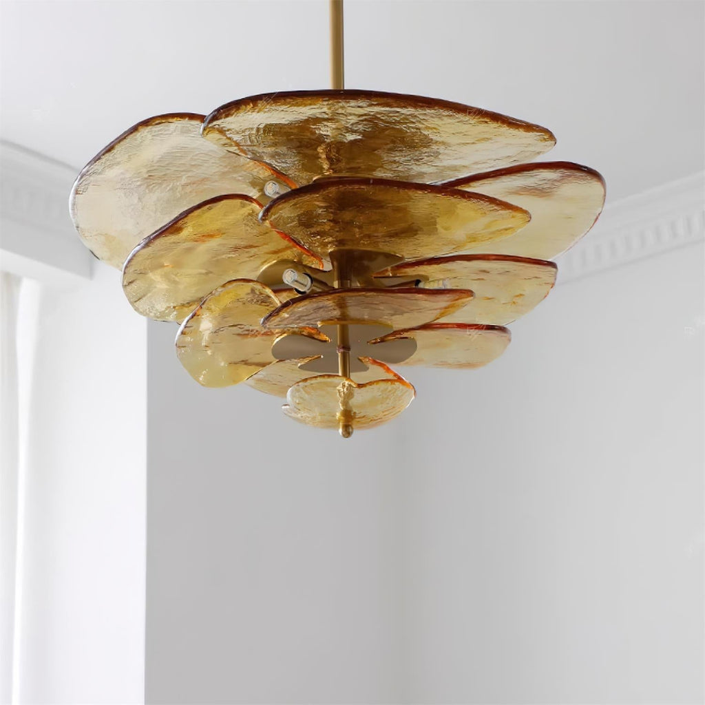 Lotus Leaf Layered Glass Chandelier — view 23
