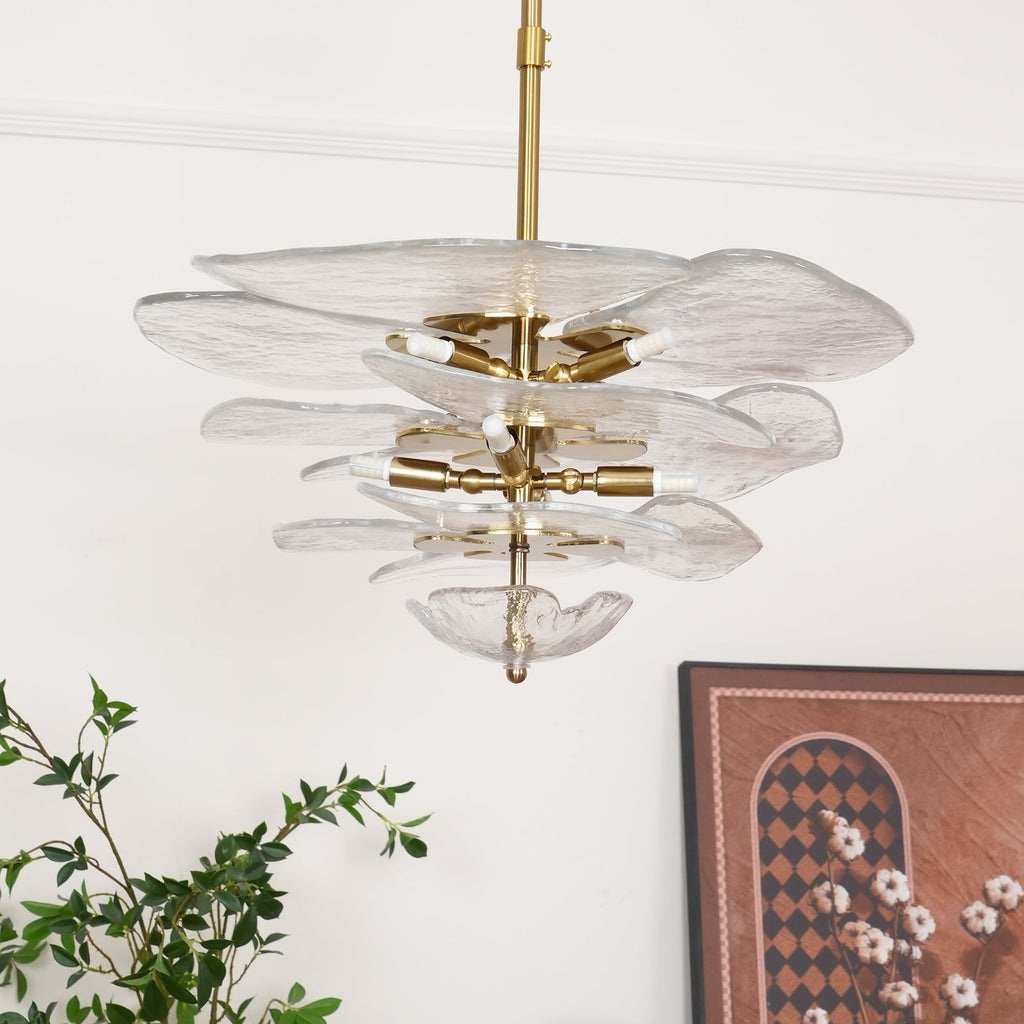 Lotus Leaf Layered Glass Chandelier — view 28