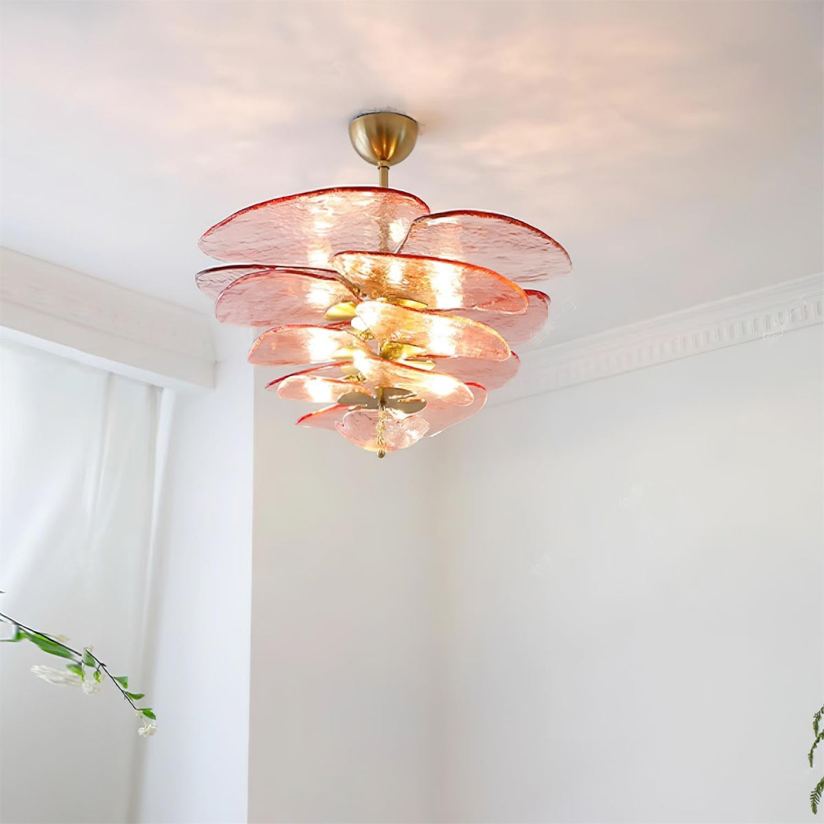 Lotus Leaf Layered Glass Chandelier — view 13