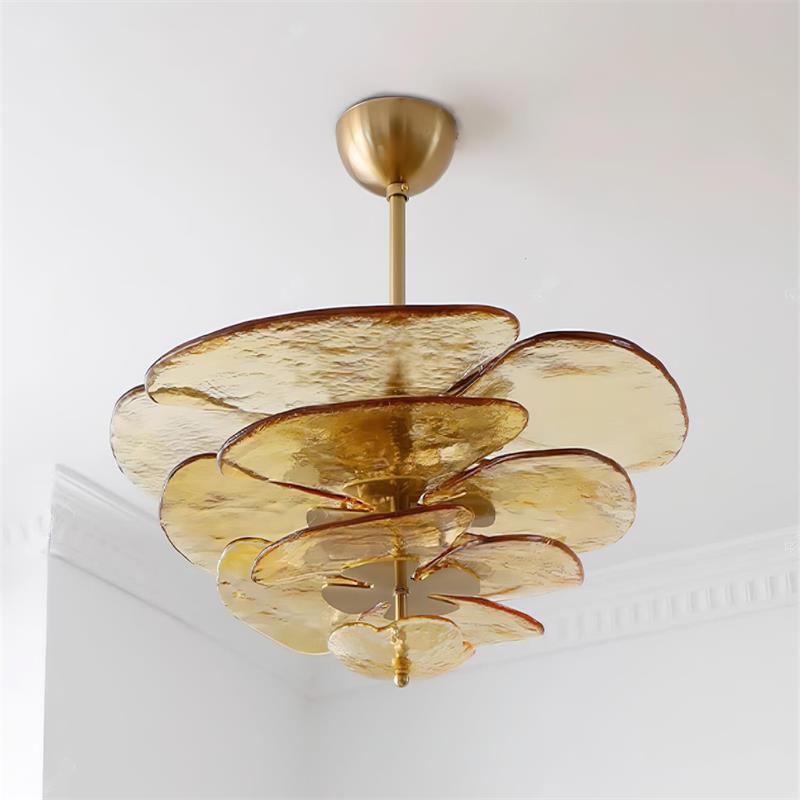 Lotus Leaf Layered Glass Chandelier — view 24
