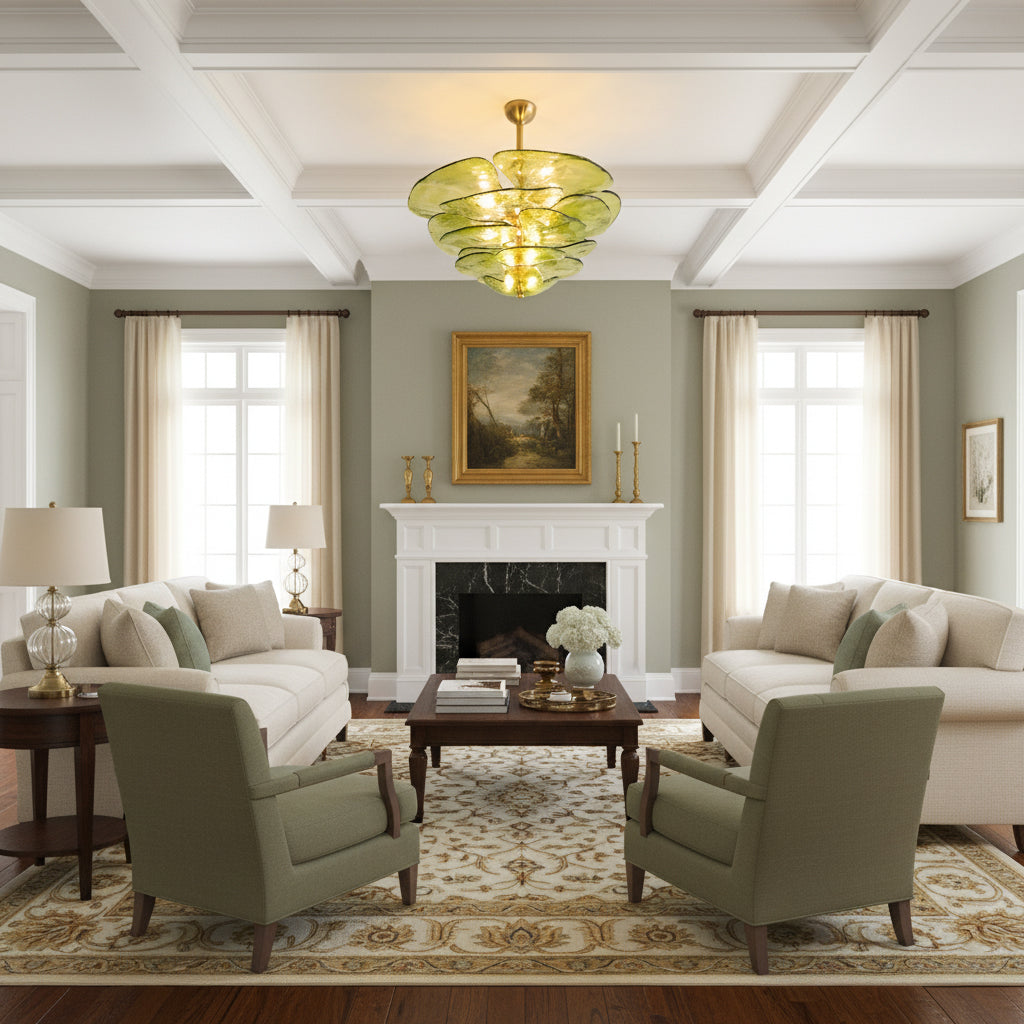 Lotus Leaf Layered Glass Chandelier — view 5