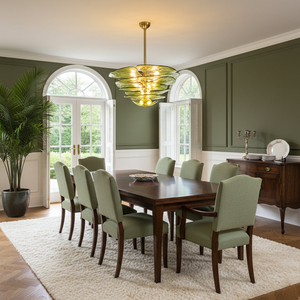 Lotus Leaf Layered Glass Chandelier — view 2