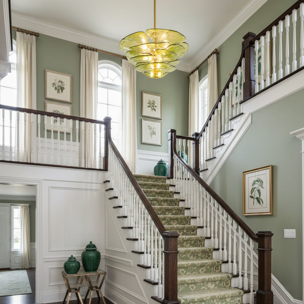 Lotus Leaf Layered Glass Chandelier — view 9
