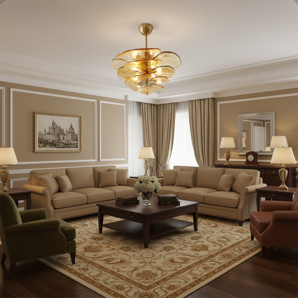 Lotus Leaf Layered Glass Chandelier — view 4