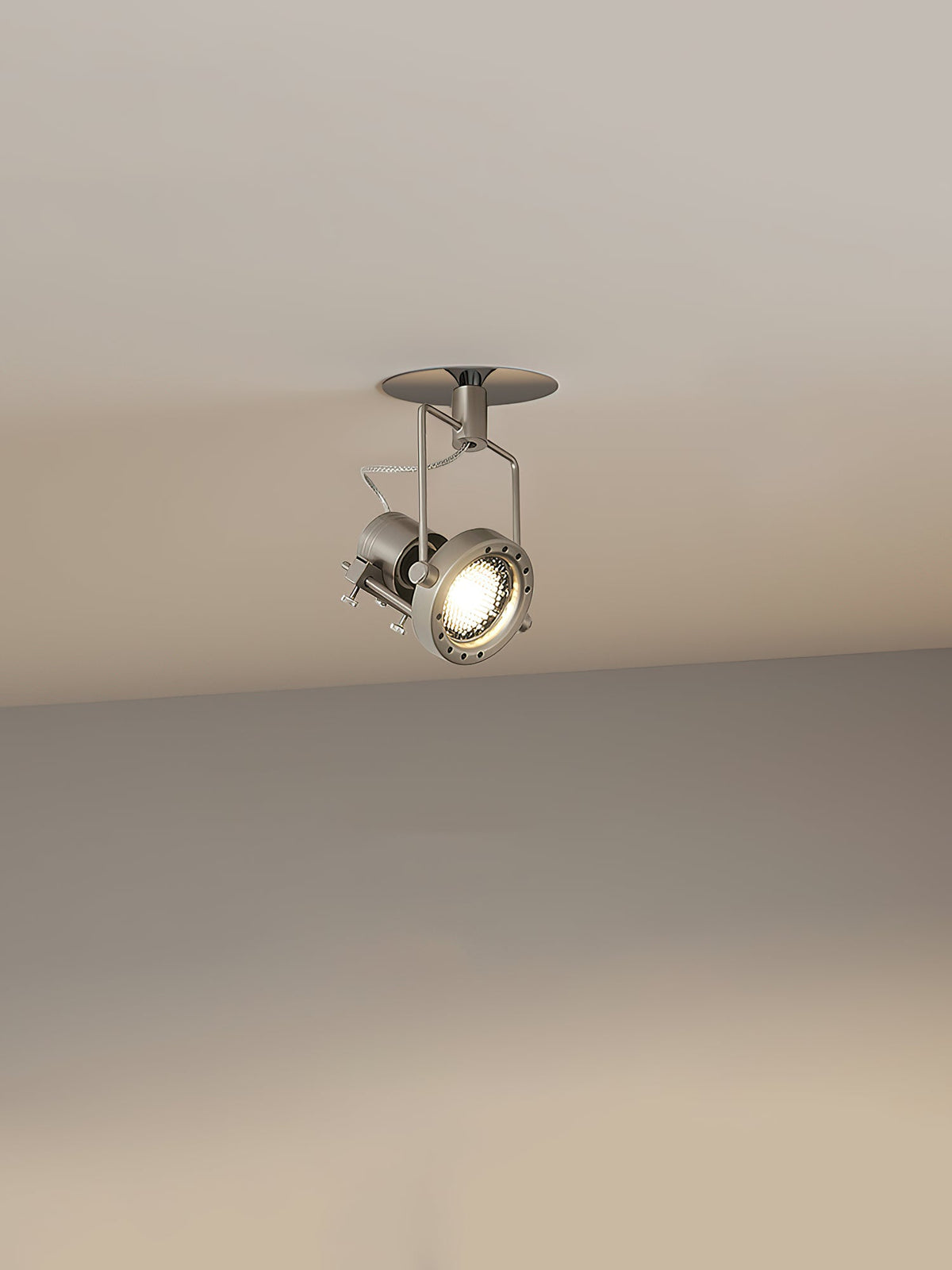 Lucide Industrial Nickel Ceiling Lamp — view 2