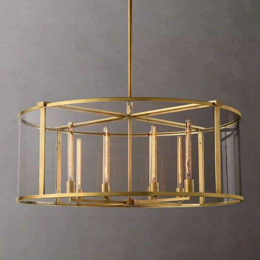 Beckman Glass Lantern Modern Round Chandelier 44"