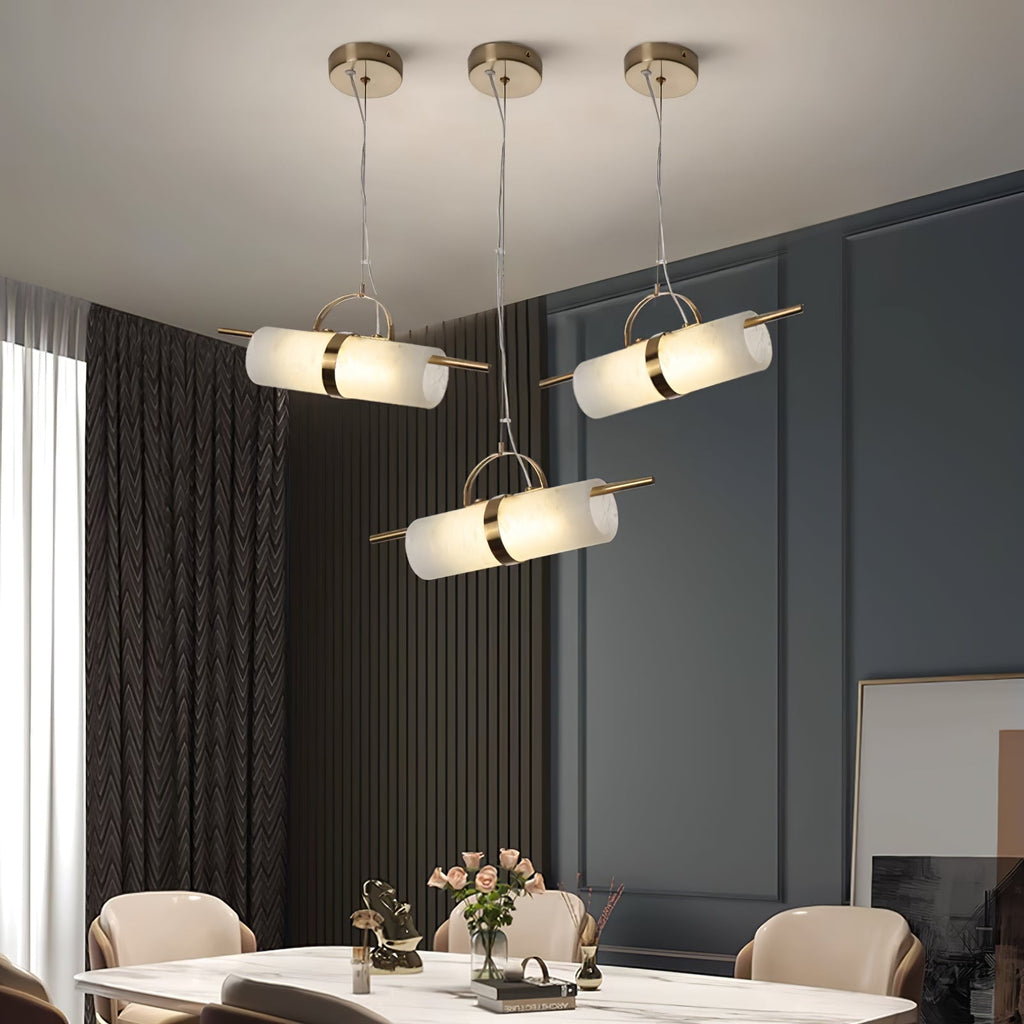 Mini Cylindrical Alabaster Pendant Light — view 2