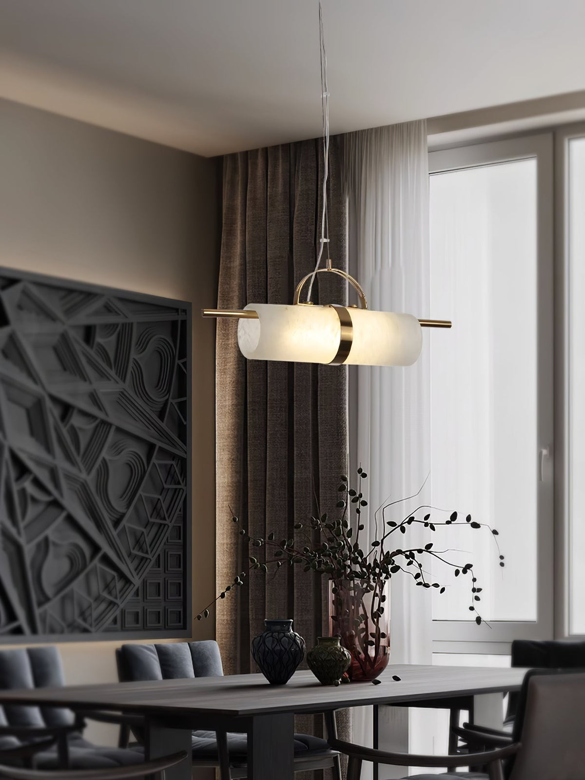Mini Cylindrical Alabaster Pendant Light — view 9