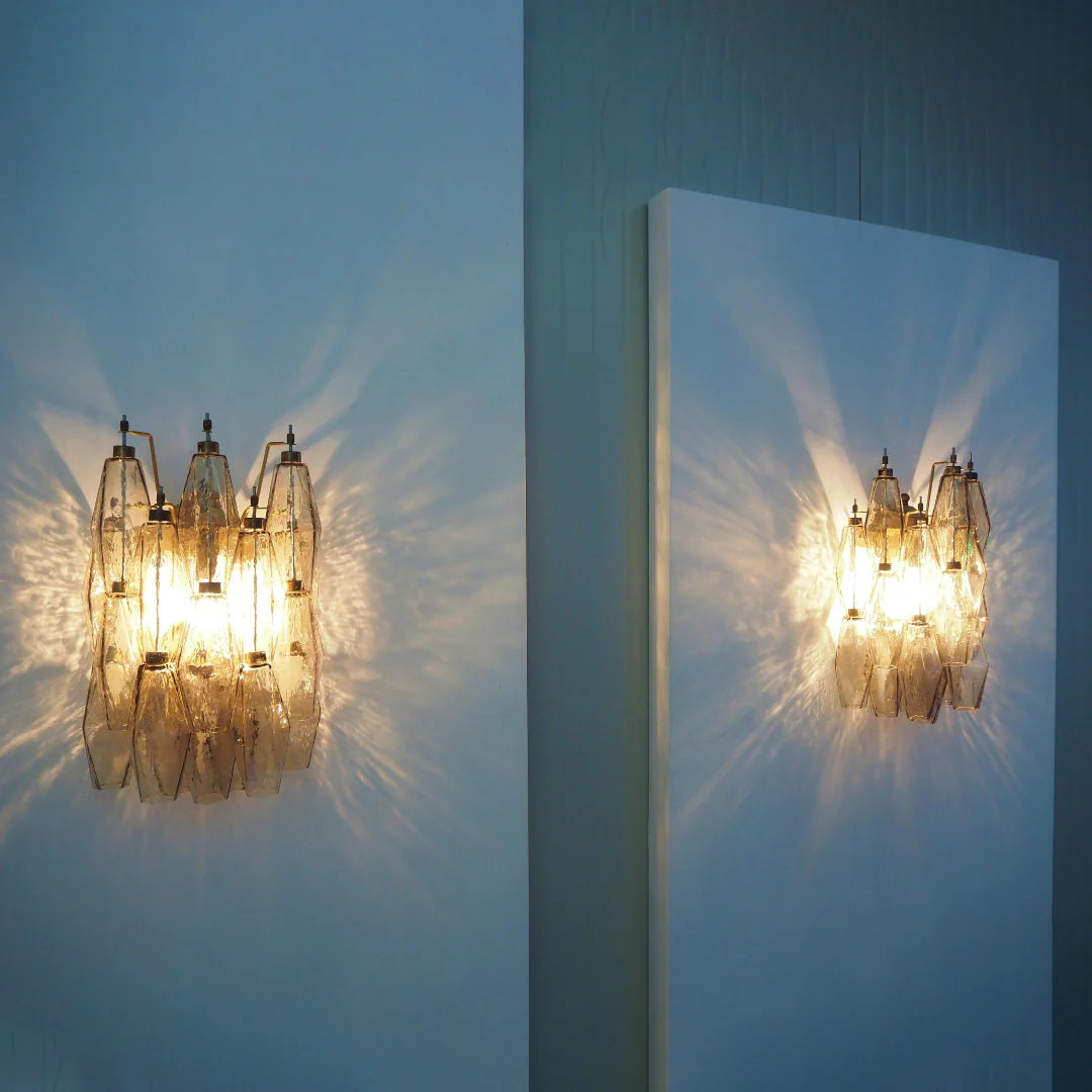 Murano Poliedri Smoked Glass Wall Sconces