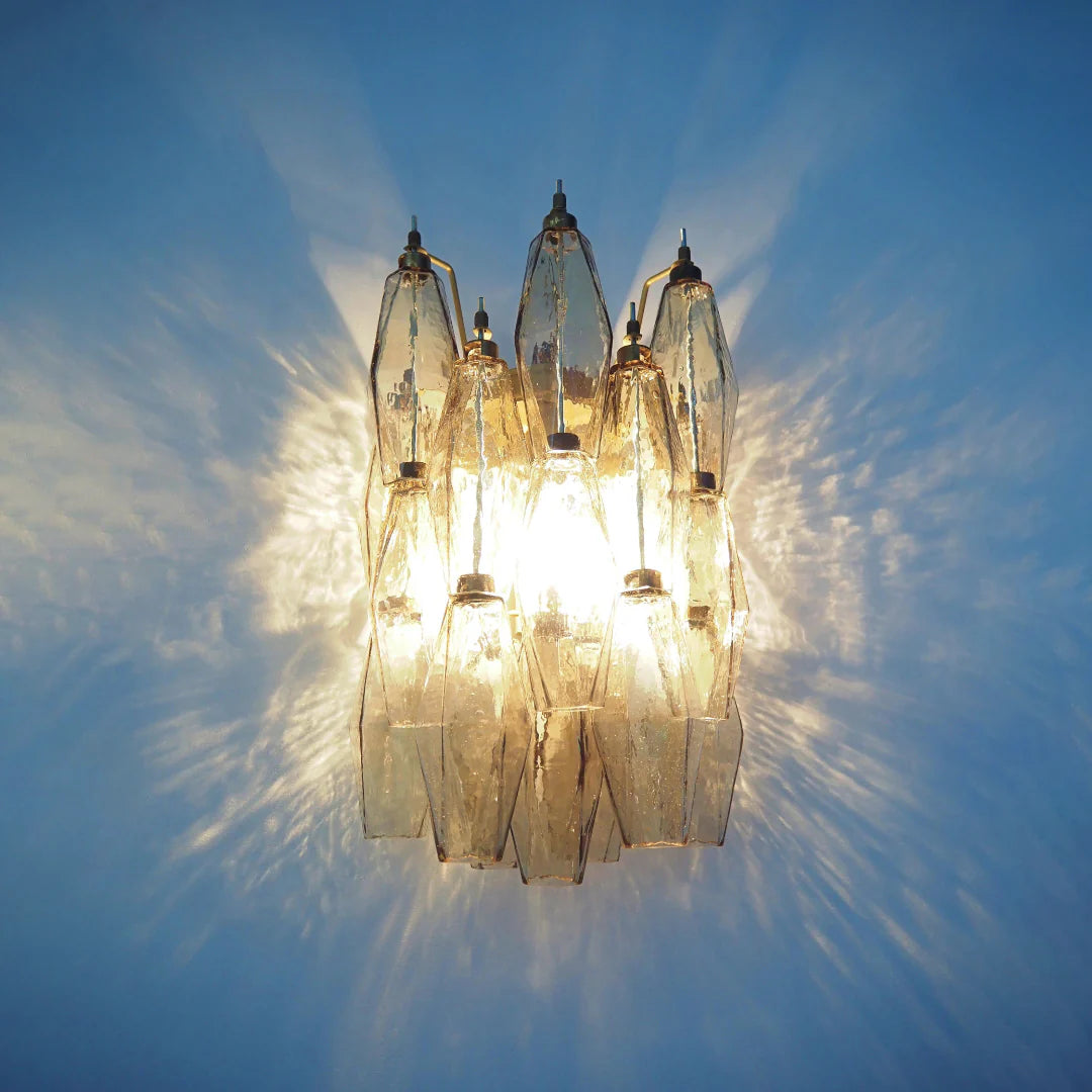Murano Poliedri Smoked Glass Wall Sconces