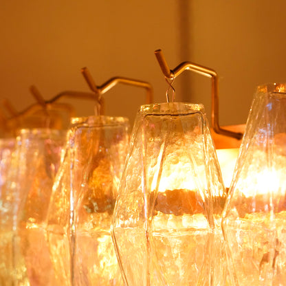 Murano Faceted Transparent Glass Chandelier