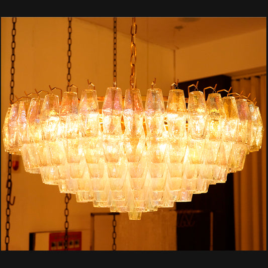 Murano Faceted Transparent Glass Chandelier