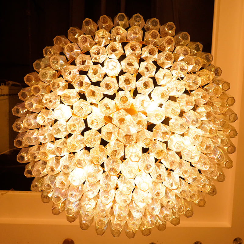 Murano Faceted Transparent Glass Chandelier