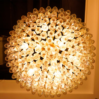 Murano Faceted Transparent Glass Chandelier