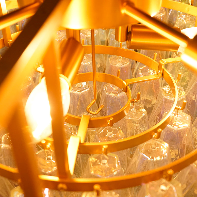 Murano Faceted Transparent Glass Chandelier