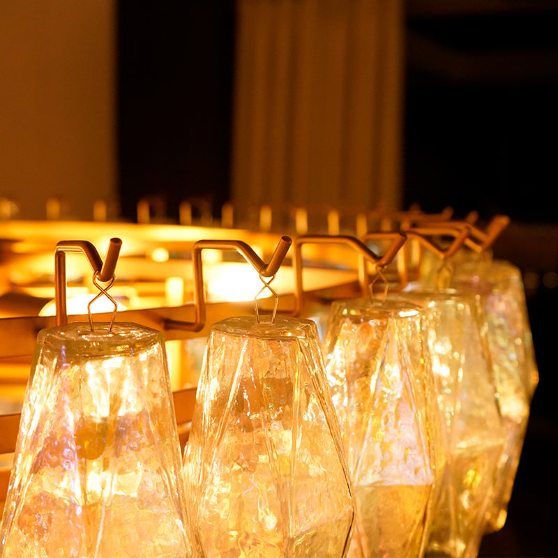 Murano Faceted Transparent Glass Chandelier