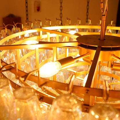 Murano Faceted Transparent Glass Chandelier