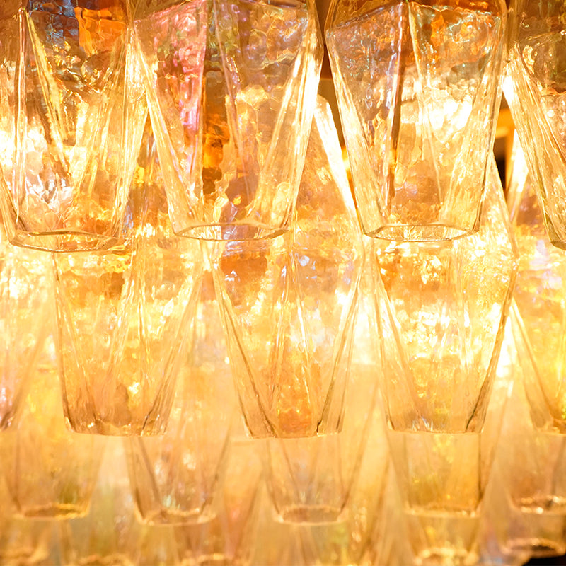 Murano Faceted Transparent Glass Chandelier