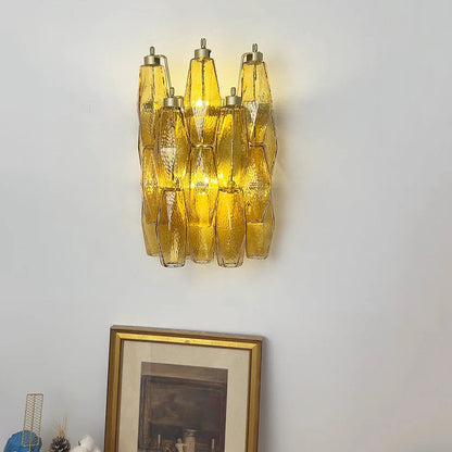 Murano Poliedri Amber Glass Wall Sconces
