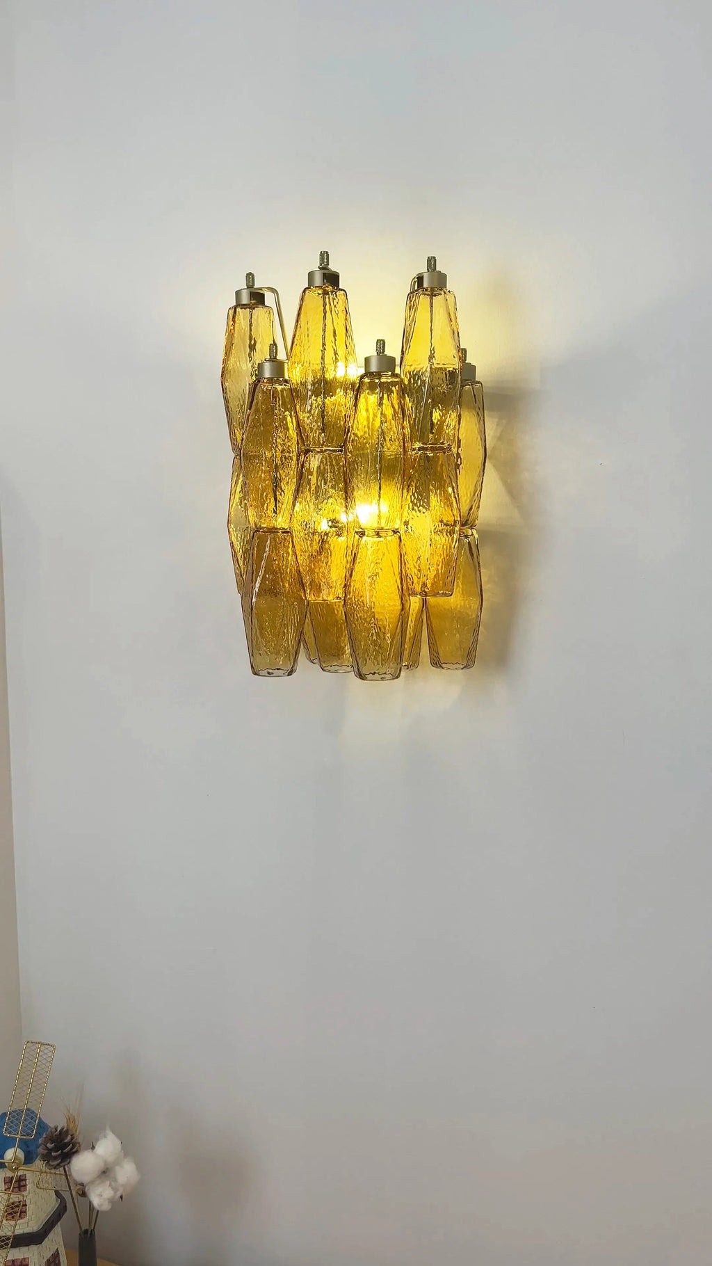 Murano Poliedri Amber Glass Wall Sconces — view 9