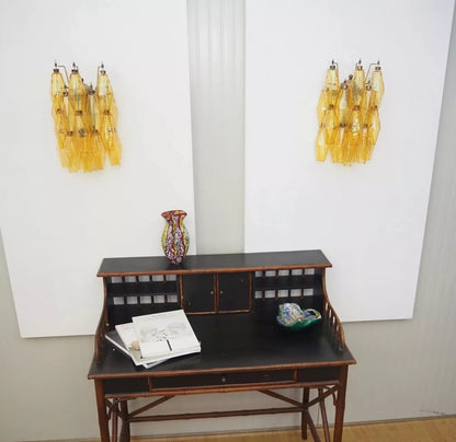 Murano Poliedri Amber Glass Wall Sconces