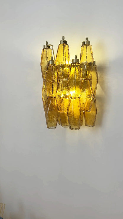 Murano Poliedri Amber Glass Wall Sconces