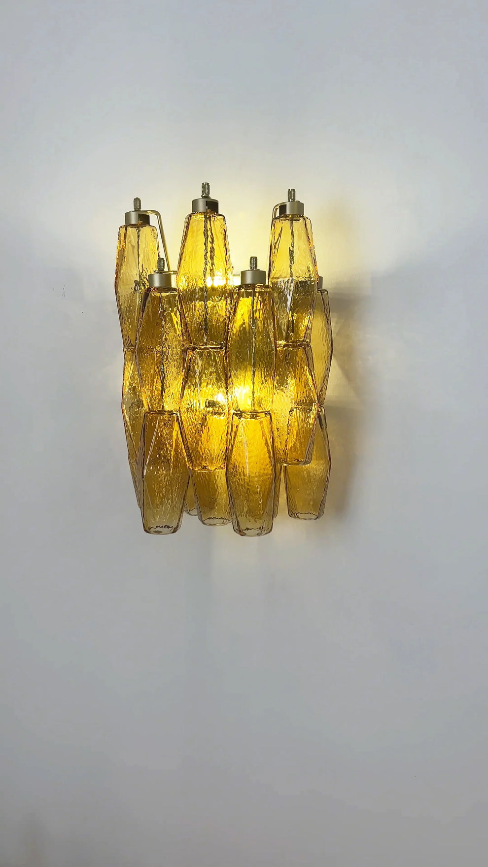 Murano Poliedri Amber Glass Wall Sconces — view 8