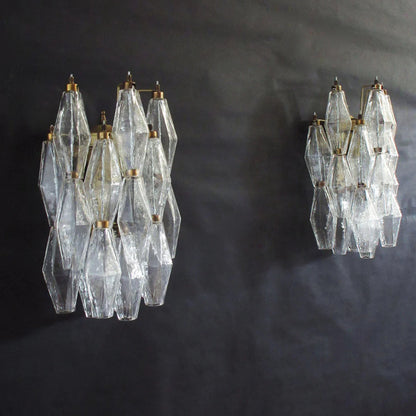 Murano Poliedri Transparent Glass Wall Sconces