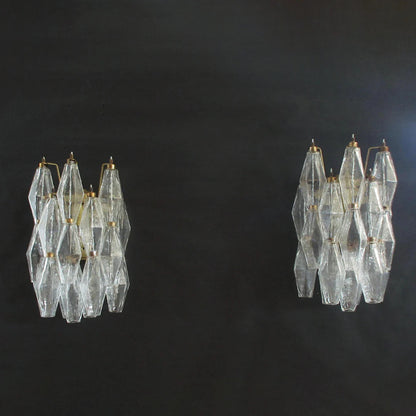 Murano Poliedri Transparent Glass Wall Sconces