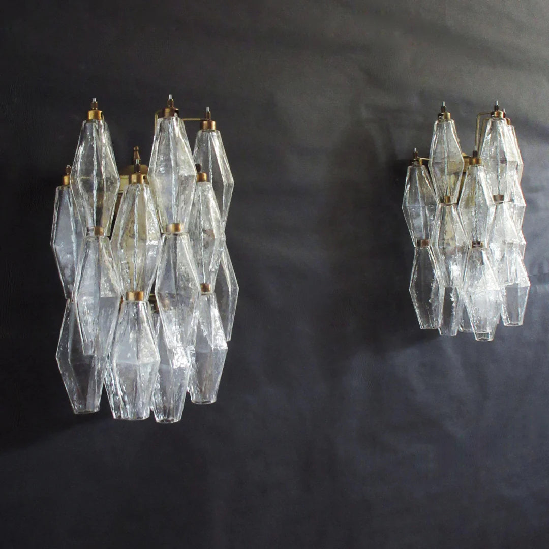 Murano Poliedri Transparent Glass Wall Sconces — view 2