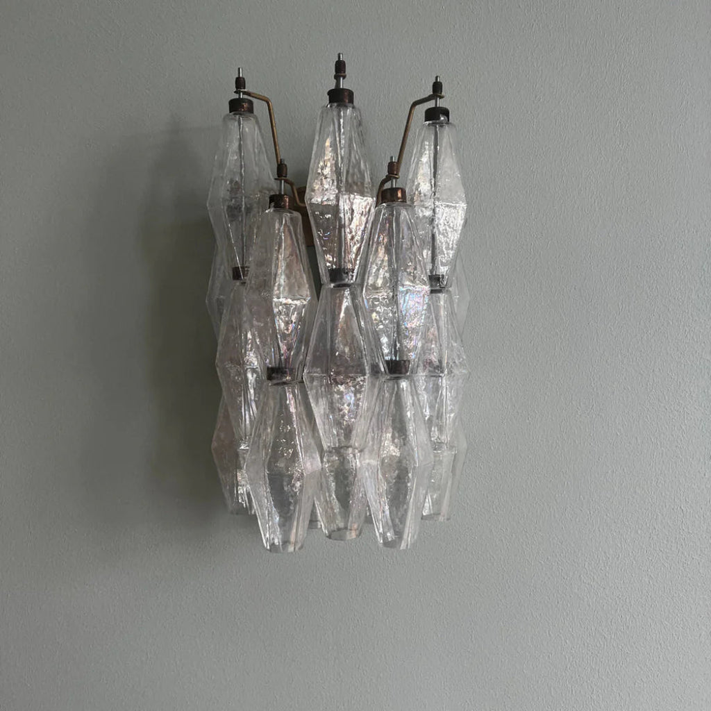 Murano Poliedri Transparent Glass Wall Sconces — view 3