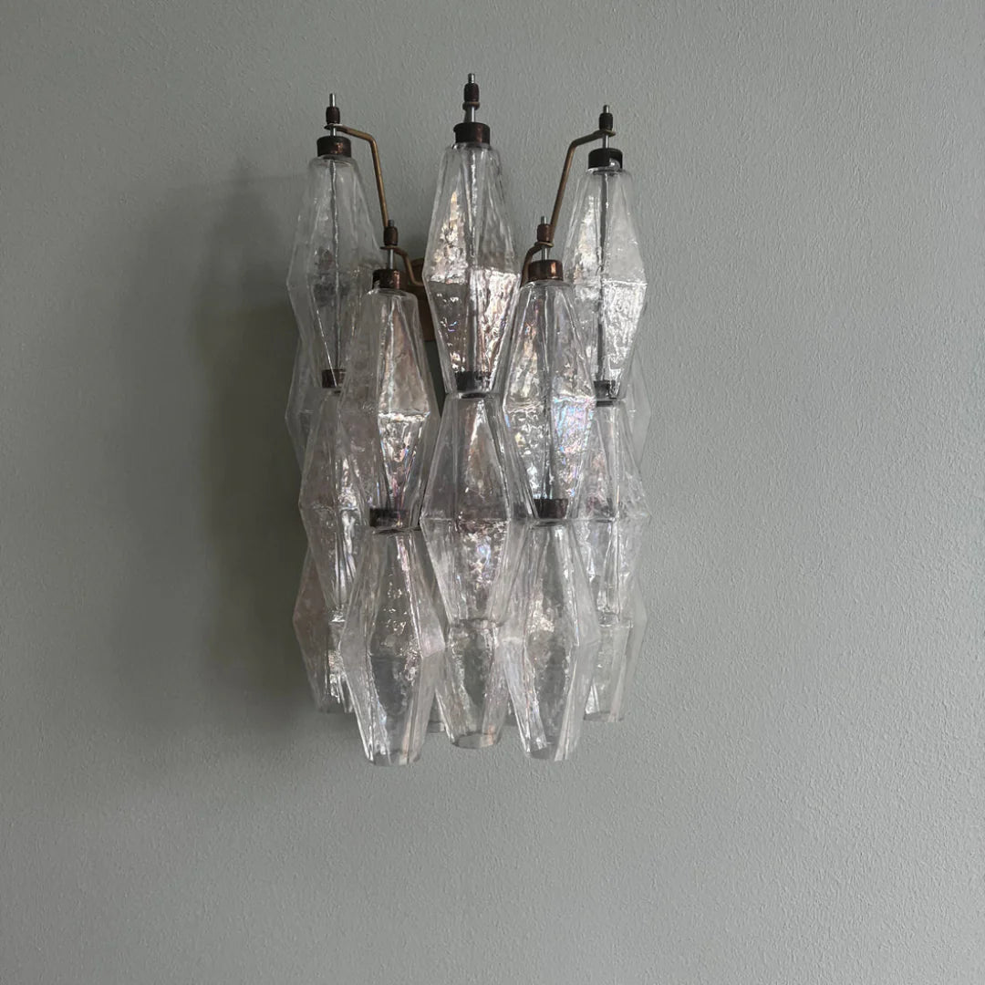Murano Poliedri Transparent Glass Wall Sconces — view 3