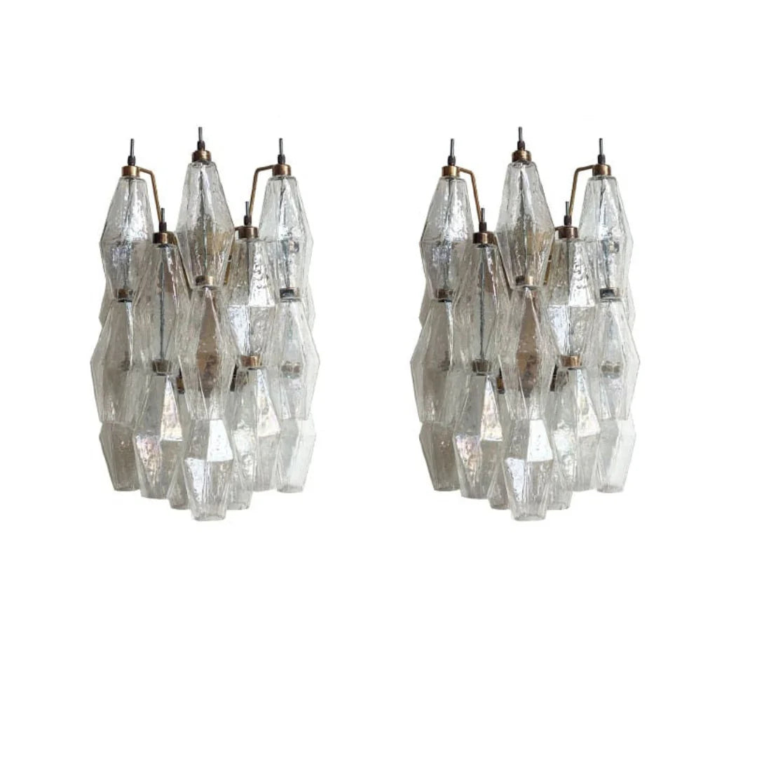 Murano Poliedri Transparent Glass Wall Sconces
