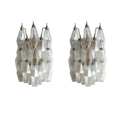 Murano Poliedri Transparent Glass Wall Sconces