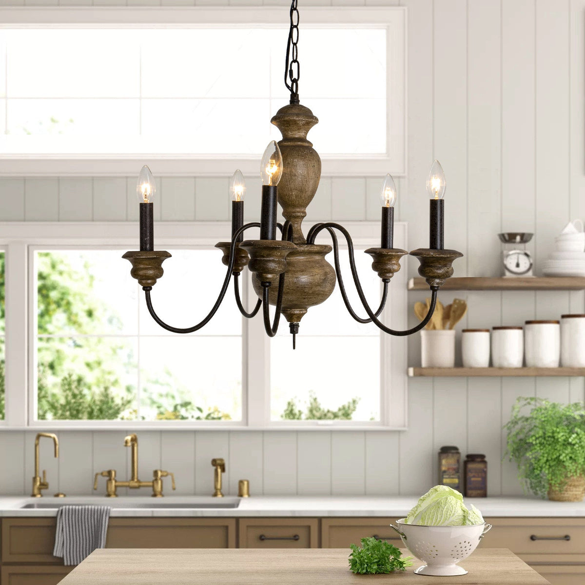 Neddy Wood Chandelier — view 2