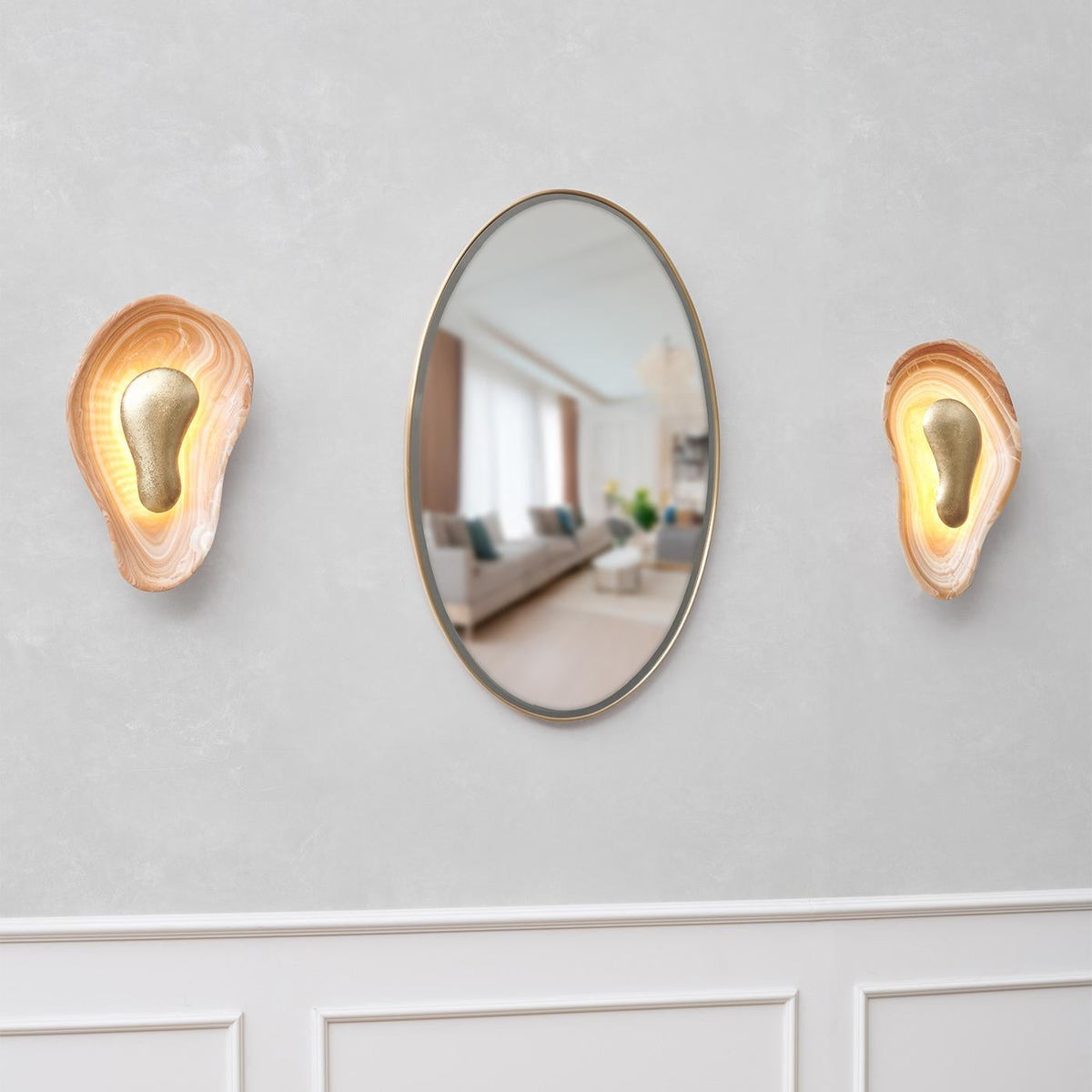 Oyster Hammered Onyx Sconce — view 2