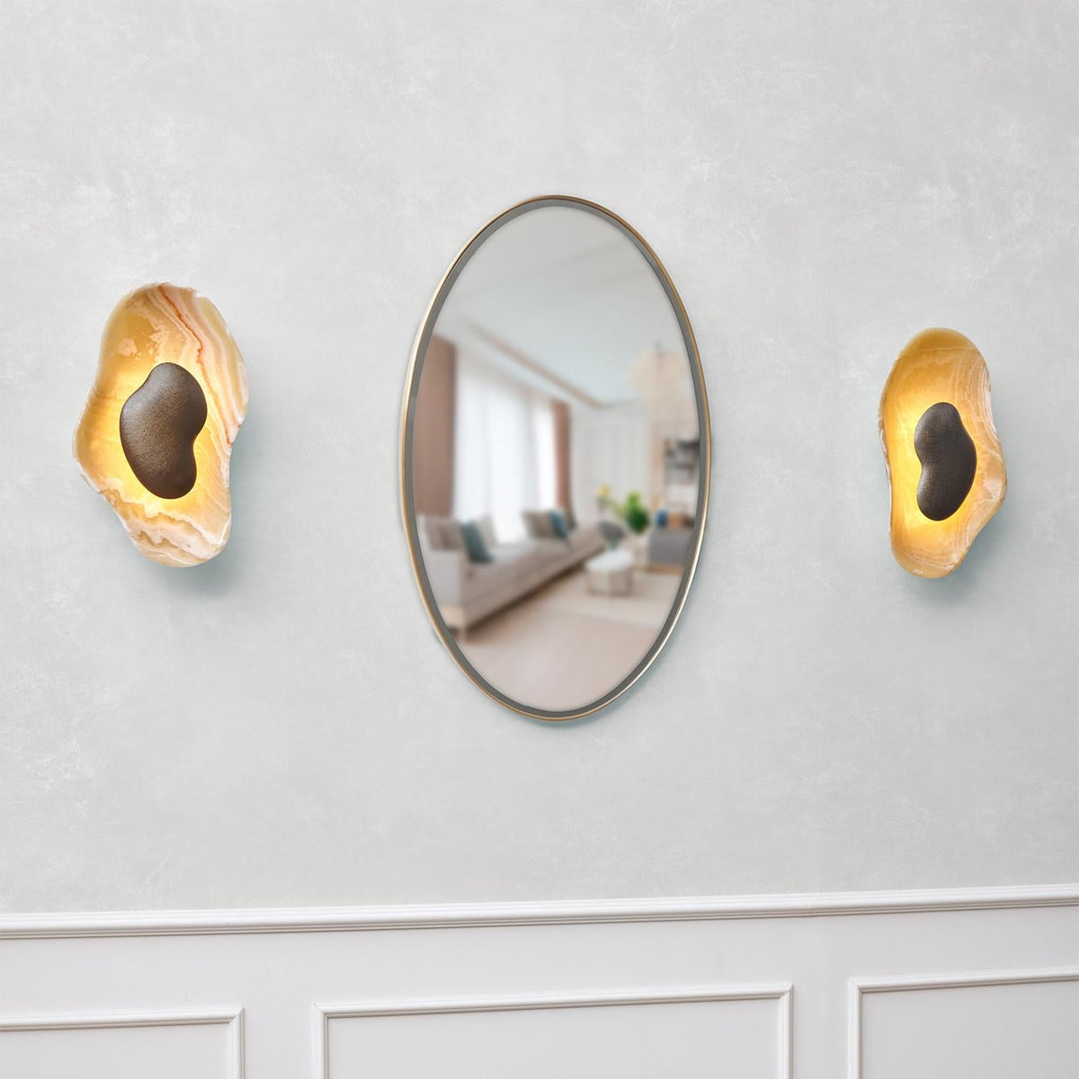 Oyster Hammered Onyx Sconce — view 5