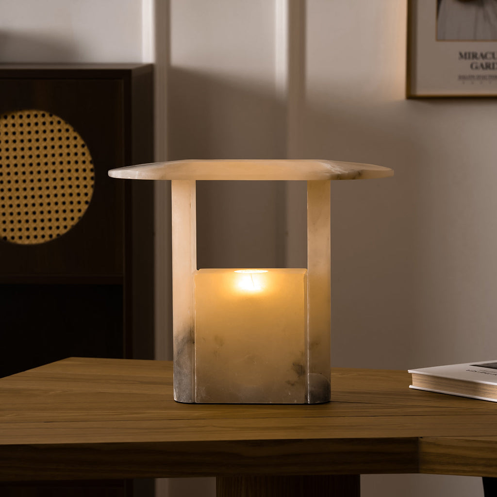 Pagoda Alabaster Table Lamp — view 12