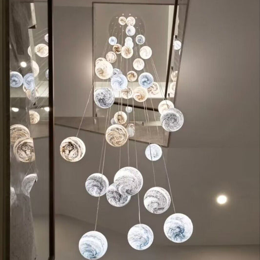 2023 New Nordic Planet Creative Long Pendant Chandelier For Staircase/Foyer/High-ceiling Hallway