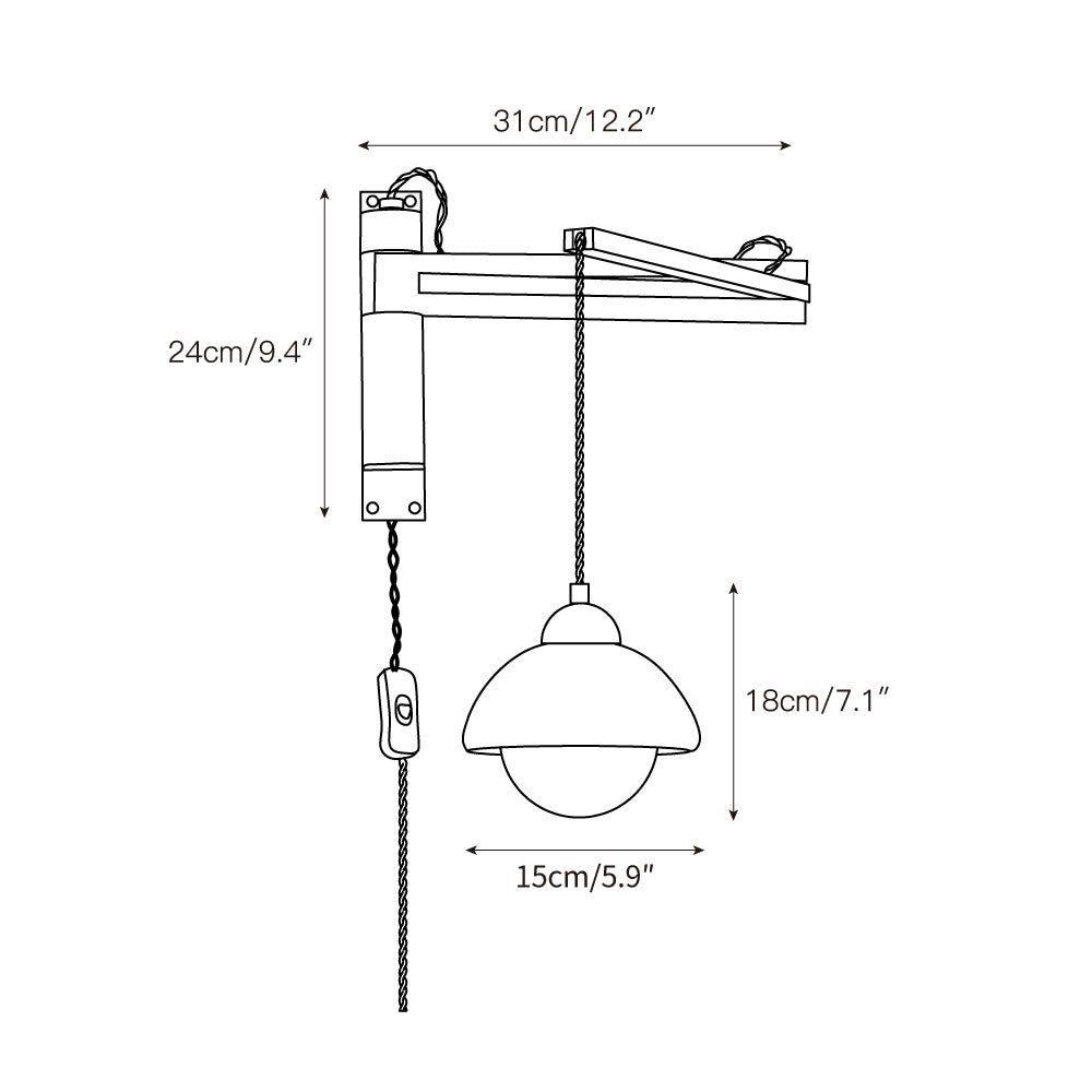 Tia Travertine Swing Arm Plug-in Sconce — view 3