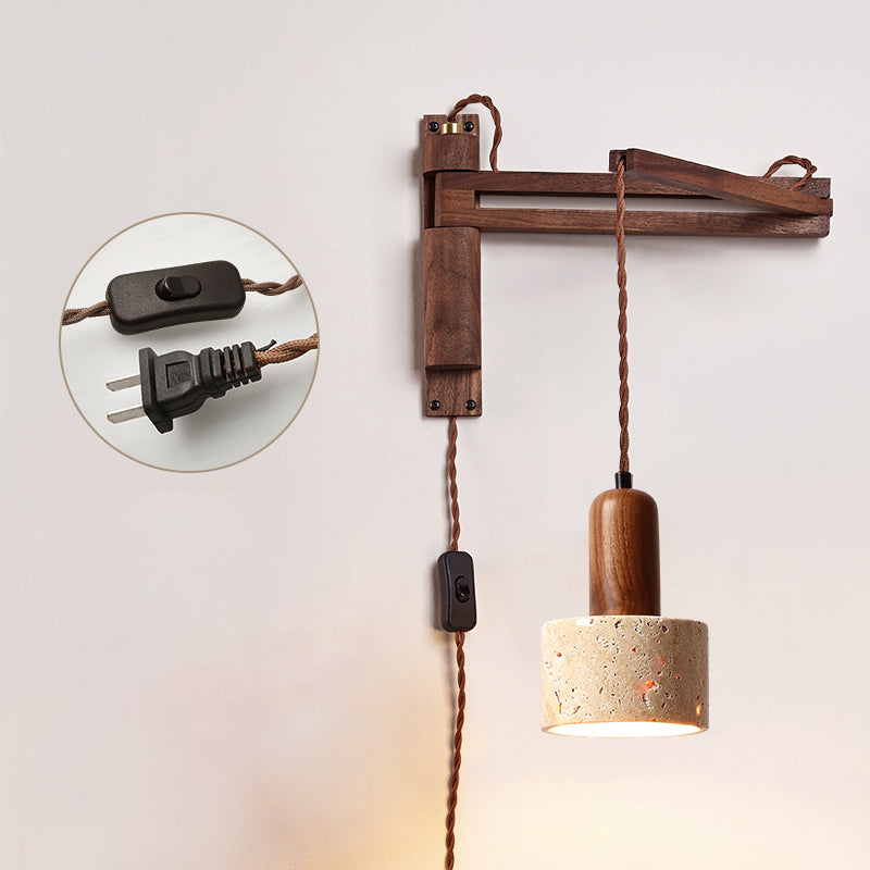 Tia Travertine Swing Arm Plug-in Sconce — view 11