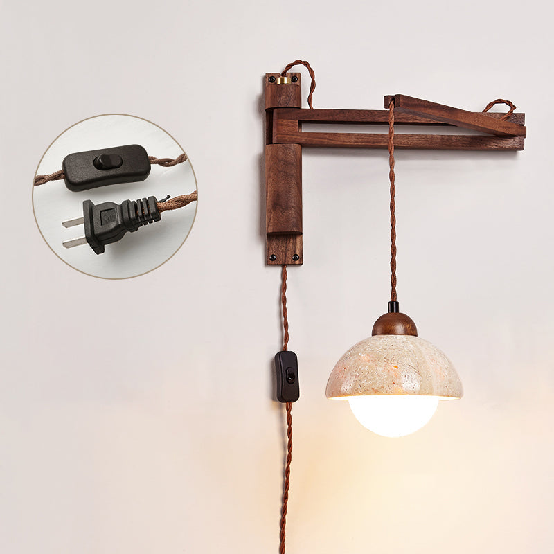 Tia Travertine Swing Arm Plug-in Sconce — view 12