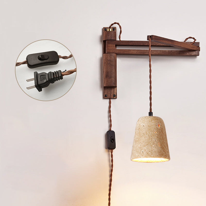 Tia Travertine Swing Arm Plug-in Sconce — view 13