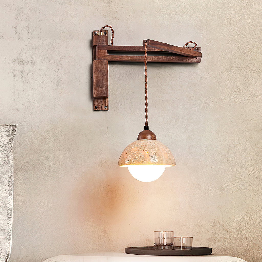 Tia Travertine Swing Arm Plug-in Sconce — view 2