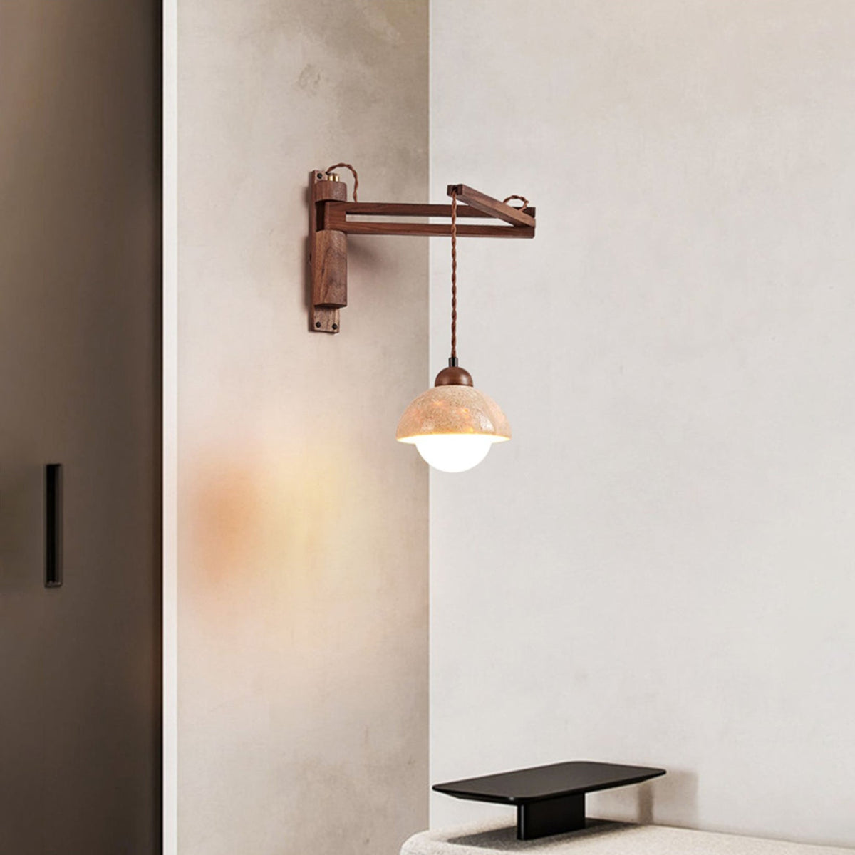 Tia Travertine Swing Arm Plug-in Sconce — view 6