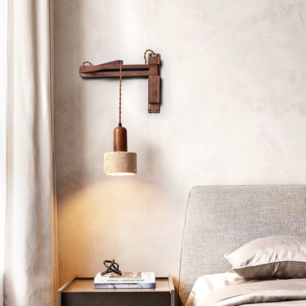 Tia Travertine Swing Arm Plug-in Sconce — view 7
