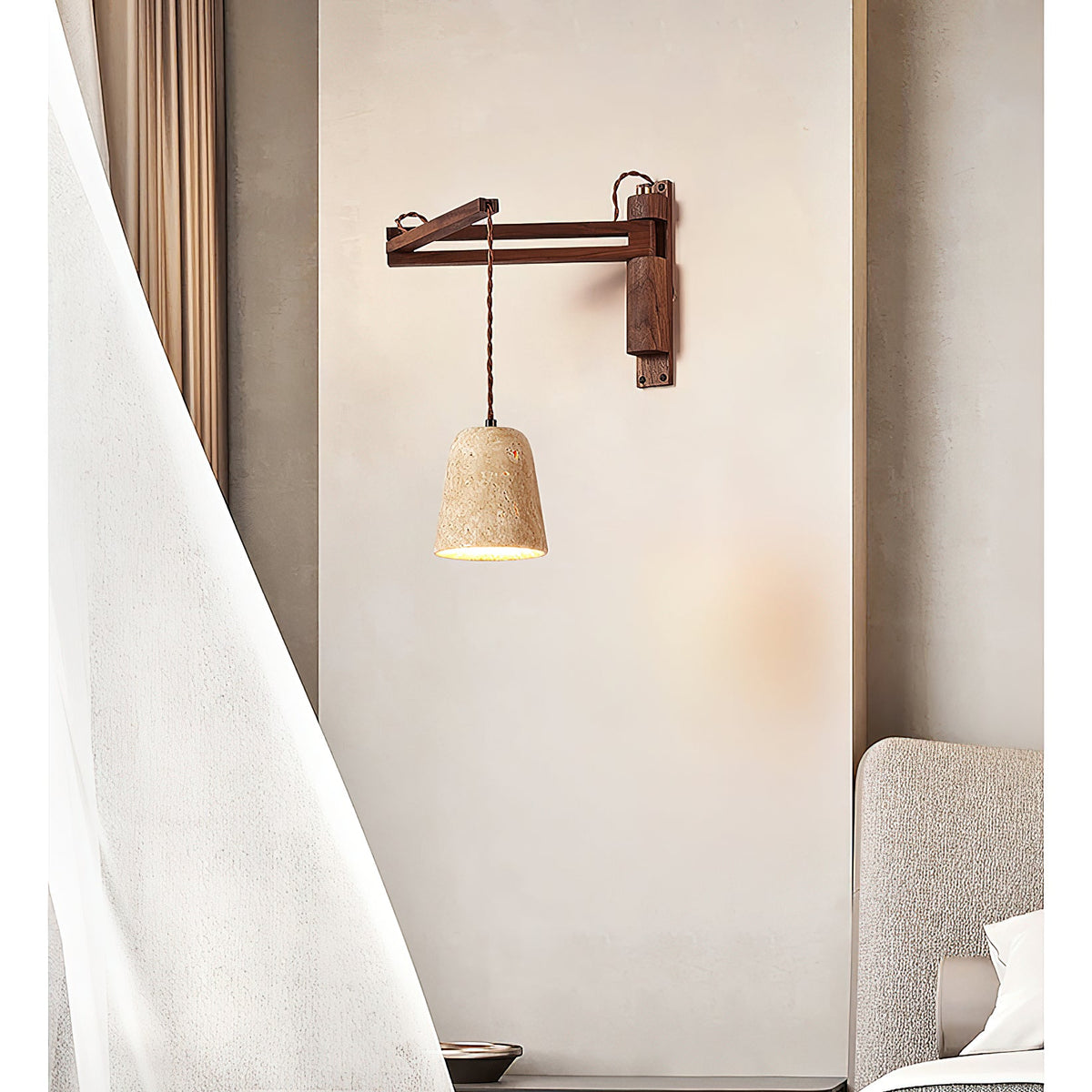 Tia Travertine Swing Arm Plug-in Sconce — view 10
