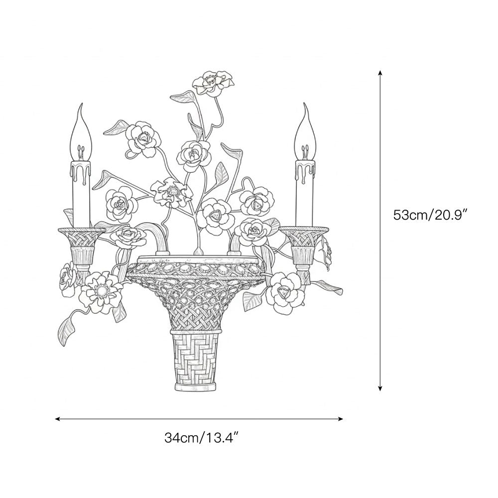 Tole Ceramic Flower Wall Lamp — view 5