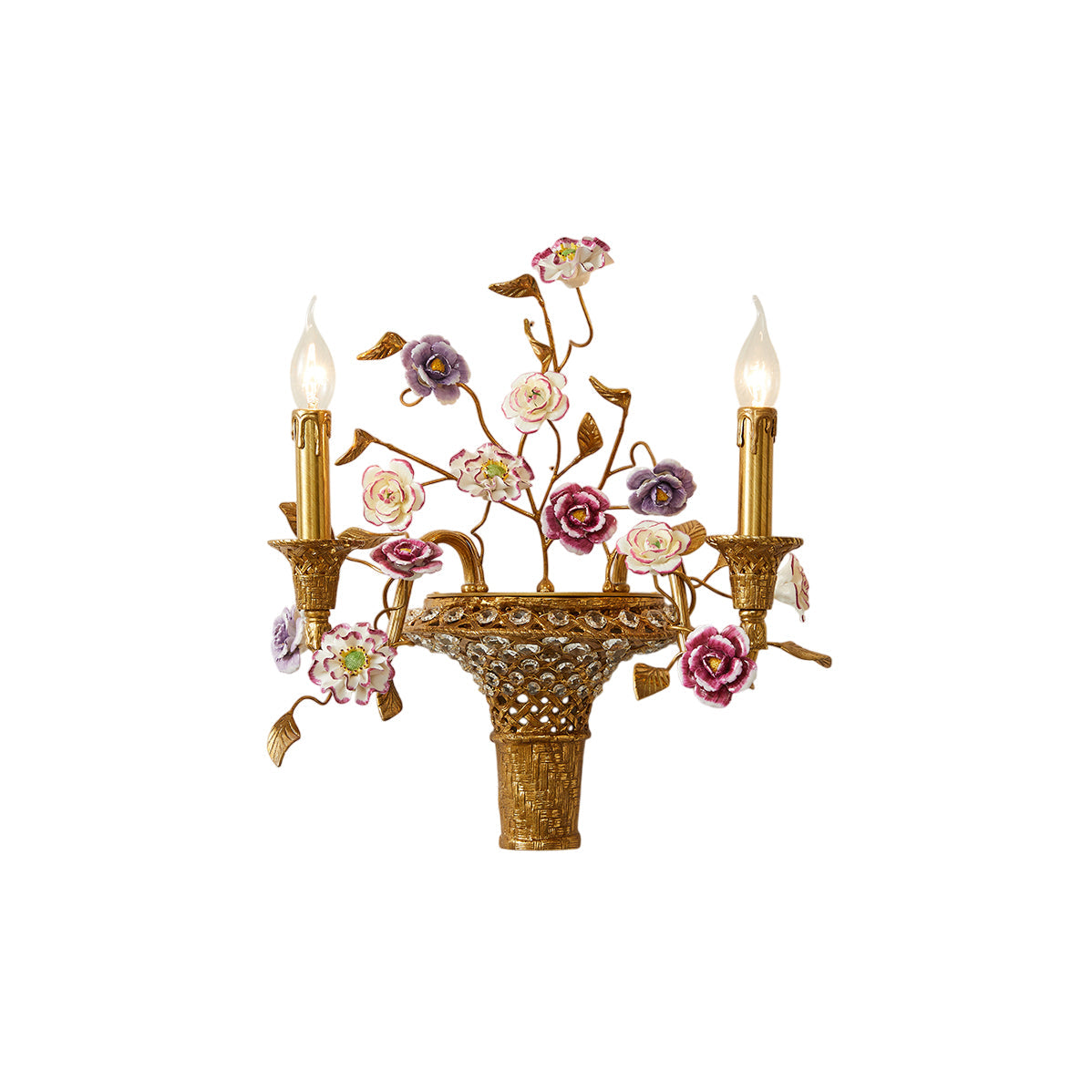 Tole Ceramic Flower Wall Lamp